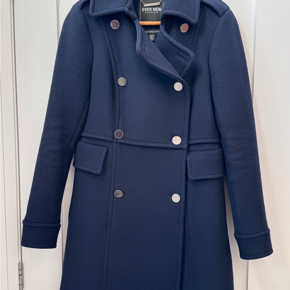 Ever New Blue Silver Peacoat Double-Breasted